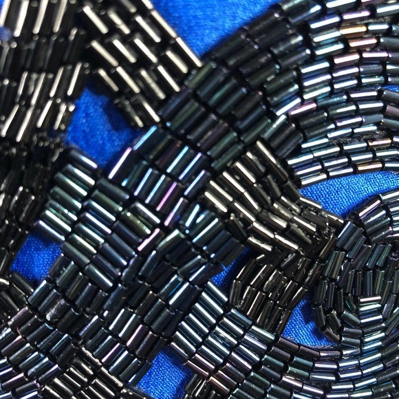 L Rothschild Vintage Jumpsuit Royal Blue Beaded Embellished Belted - Picture 3 of 11